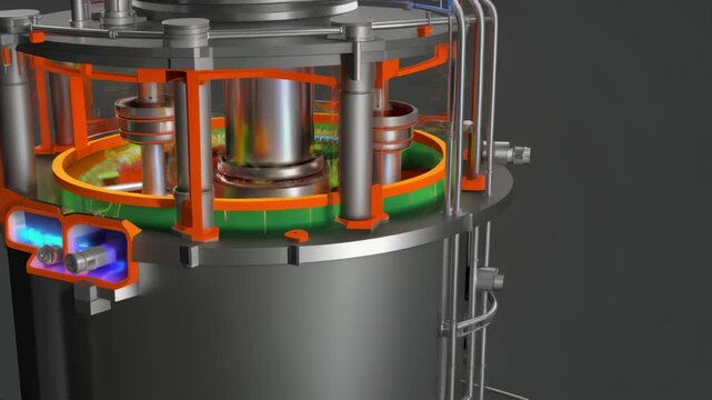 3d rendering industrial module revealing internal mechanisms and dynamic components