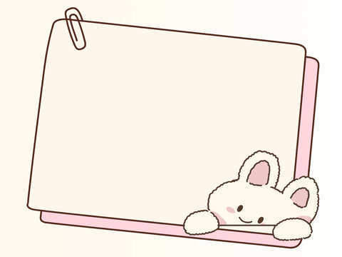 Cute Bunney Illustration on Blank Sticky Note Template