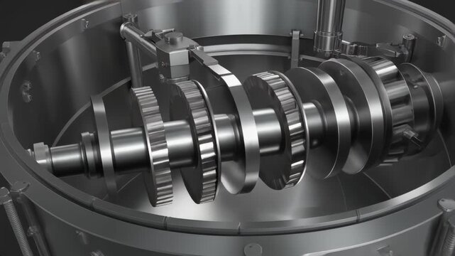 3d render rotor and shaft system in motion