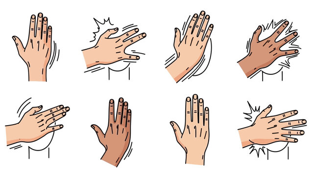 Various hands gesturing with palms facing different directions dynamically