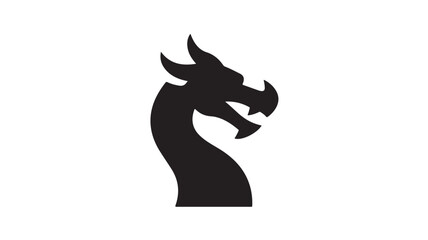 Fototapeta premium Dragon Head Silhouette in Modern Minimalist Style with High Contrast Black on White Background for Logo Design
