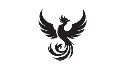 Obraz premium Phoenix Silhouette in Mystical Dark Tone on White Background for Logo Design