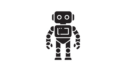 Fototapeta premium Robot Icon in Minimalist Style with Monochrome Color on White Background for Web Design