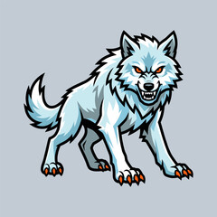 Fierce White Wolf Mascot Illustration