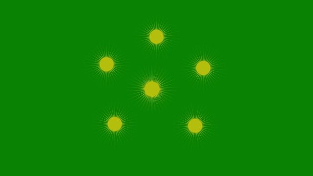 White red yellow Hand Sketched Doodle Stars Twinkling Smoothly in 4K UHD Seamless Loop, Glitter Animation with Transparent Background and Unique Green Festive Scene.4k animation
