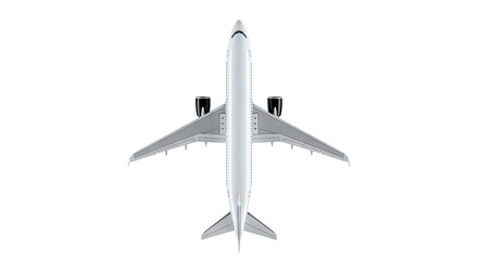 Top-down view of a modern white jet airplane on a plain background