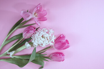 Wiosenny bukiet tulipanów w pastelowych odcieniach, miejsce na tekst. © Elżbieta Kaps