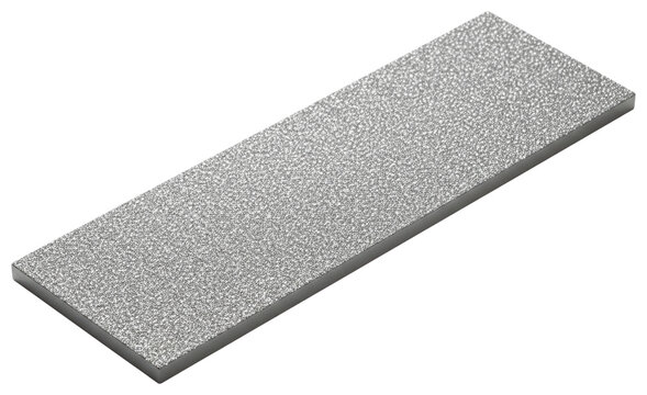 Rectangular diamond sharpening stone plate with rough abrasive surface on a transparent background