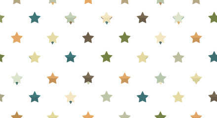 Retro geometric star pattern on white background, soft pastel colors, repeating design