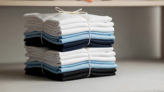 Neatly Stacked and Organized Laundry - A Fresh and Clean Look.