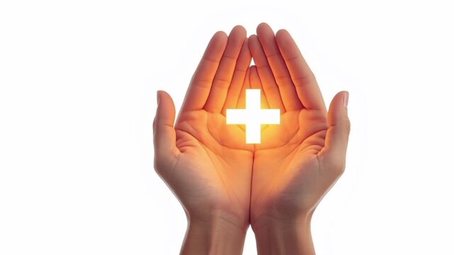 Madical symbol on doctor hands 