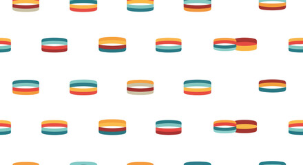 Colorful macarons arranged in a repeating pattern on a white background, flat design style