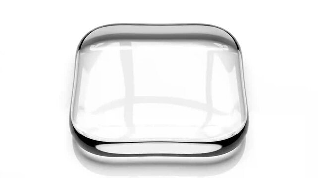 Abstract liquid glass shape morphing and changing form in seamless loop on white background