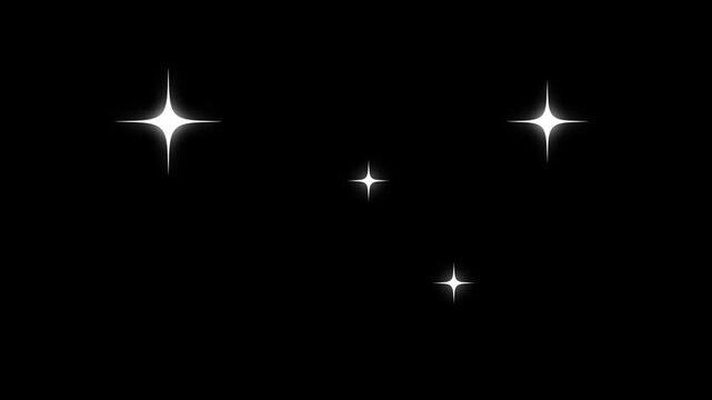 White red yellow Hand Sketched Doodle Stars Twinkling Smoothly in 4K UHD Seamless Loop, Glitter Animation with Transparent Background and Unique black Festive Scene.4k animation