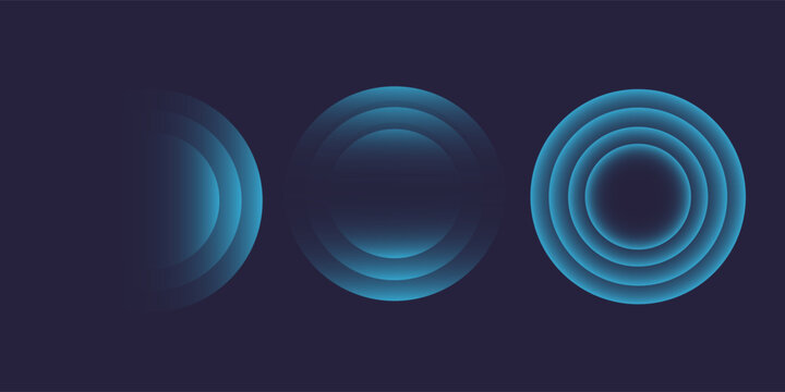 Sound wave. Signal concentric circle. Round light effect. Wifi range. Radio station signal. Water ripple with circle waves. A place or a painful point. Radar screen. Vector effect.