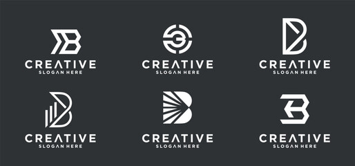 Collection of Initial B Logos with modern designs, initial b logos for technology companies.
