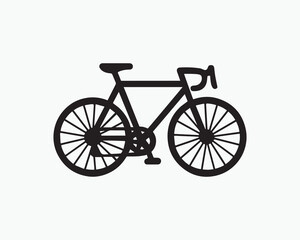 Abstract high-detail bicycle icon in stroke outline with clearly visible mechanical components