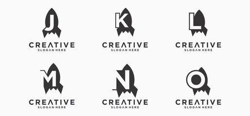 Rocket-shaped Alphabeth letter logo design, collection of rocket logo initials