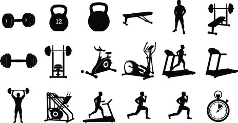 Obraz premium Fitness equipment and exercise icons