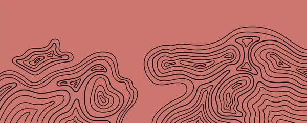 Abstract Topo Mountain Map Line Background. Contour Topographic Terrain Map Graphic. Topography Relief Texture. Vector Outline Illustration