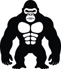 Powerful gorilla mascot illustration with strong physique and determined expression © Raton