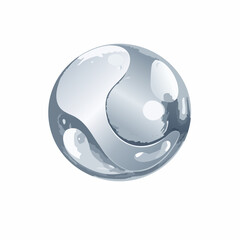 Silver abstract liquid metaball shape. 3d render illustration of fluid soft bubble blob. Organic bright decorative sphere geometric form. 
