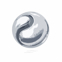 Silver abstract liquid metaball shape. 3d render illustration of fluid soft bubble blob. Organic bright decorative sphere geometric form. 