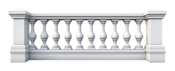 Decorative Balustrade Isolated on White Background for Design Precision