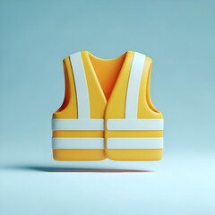 Yellow safety vest with reflective strips on blue background