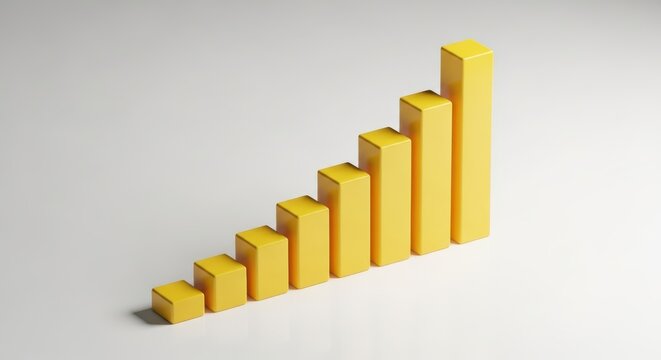 A 3d rendered yellow staircase of cubes against a light gray background