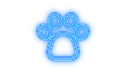 Bright colorful neon glowing dog paw print with five pads, representing pet care, animal welfare, and veterinary services, isolated on transparent background for modern digital design © MdSamsul1234