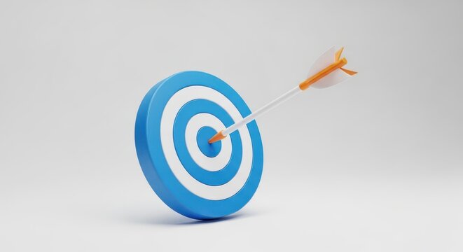 Precise arrow hitting the center of a blue target