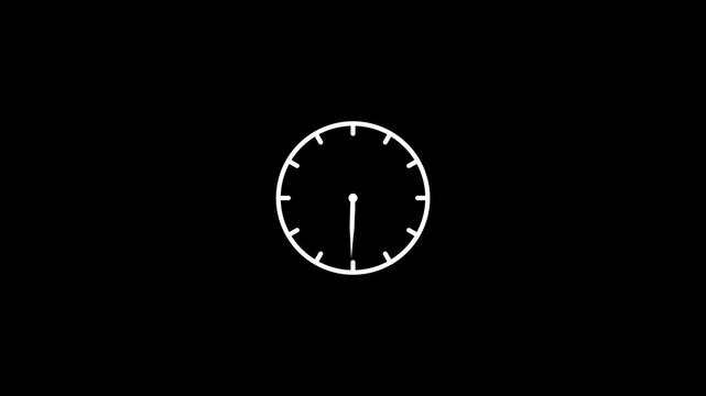 Round wall clock White animation .The timer counts down the time. Wall clock time working office hours animated. timer timelapse video animation 4k. Time pointer ticks in 12 hour time.