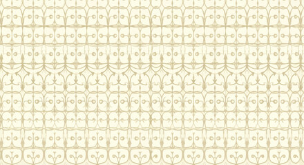 Elegant repeating ornate damask pattern in beige and cream, classic decorative background