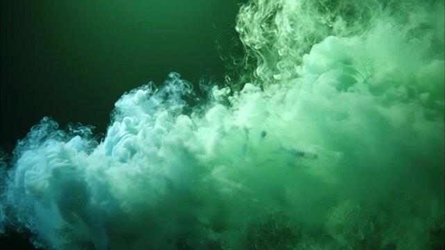 Green Smoke Clouds in Dark Background.