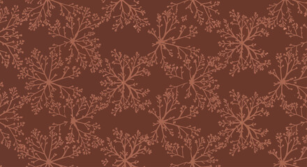 Fototapeta premium Decorative floral branch pattern in brown tones, repeating motif, flat design.