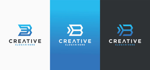 Collection of Initial B Logos with modern designs, initial b logos for technology companies.