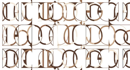 Monogram letters in a repeating pattern with shades of brown and beige, flat design.