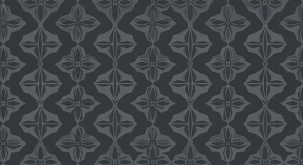 Fototapeta premium Dark grey ornamental pattern with stylized floral motifs in a repeating arrangement.