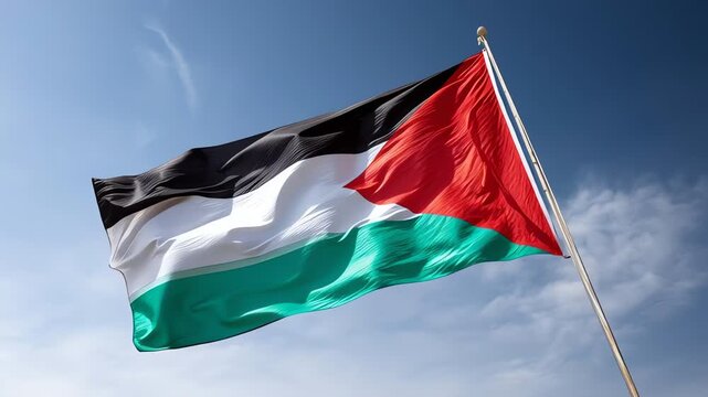 Palestinian Flag Waving in the Wind.