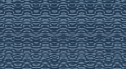 Obraz premium Seamless wavy lines pattern in shades of blue, repeating horizontal design
