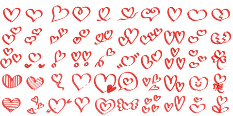 赤ペン風ハート線画