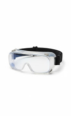 Clear protective safety goggles with adjustable strap for eye protection in various work environments