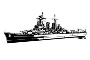 World War II battleship vector art