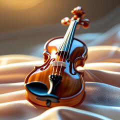 Fototapeta premium A highly detailed miniature violin with a polished