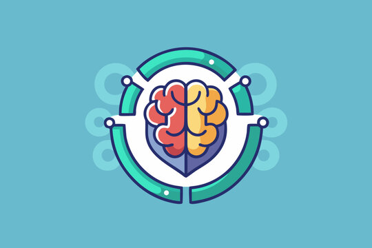 brain protected by circular energy shield icon