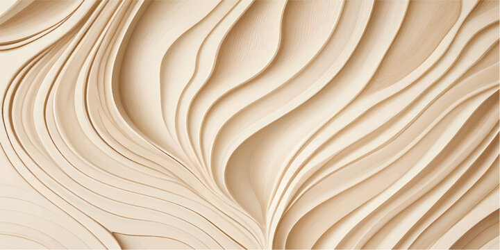 Abstract carved wood background with flowing topographic layers and smooth wavy lines.