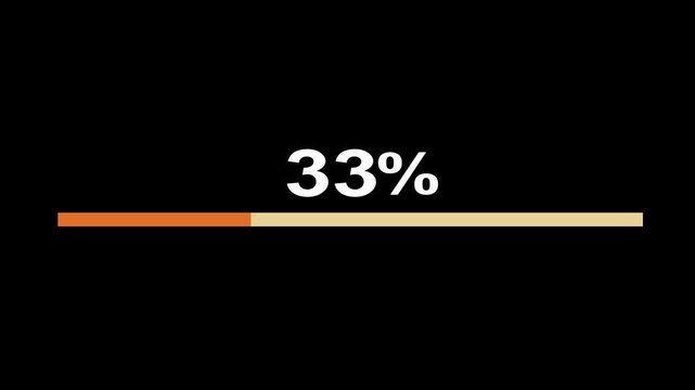 Line bar loading processing 0 to 75  loading animation, on black screen.Retro loading line bar animation. 4k video.