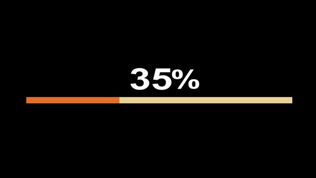  Line bar loading processing 0 to 83  loading animation, on black screen.Retro loading line bar animation. 4k video.