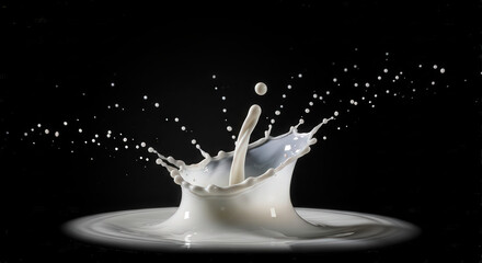 Milk splash motion isolated on dark background